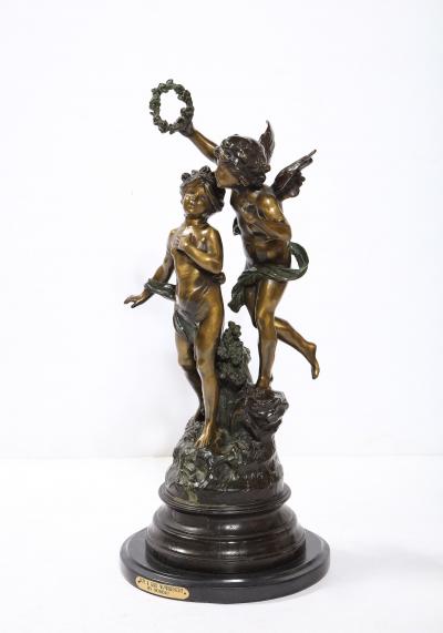 Louis Auguste Moreau Fine Patinated Bronze Sculpture