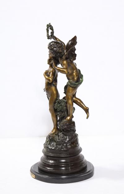 Louis Auguste Moreau Fine Patinated Bronze Sculpture