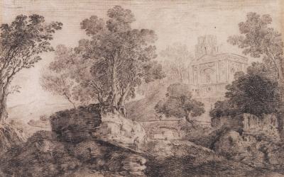 Louis Chaix Landscape with Classical Building in the Background