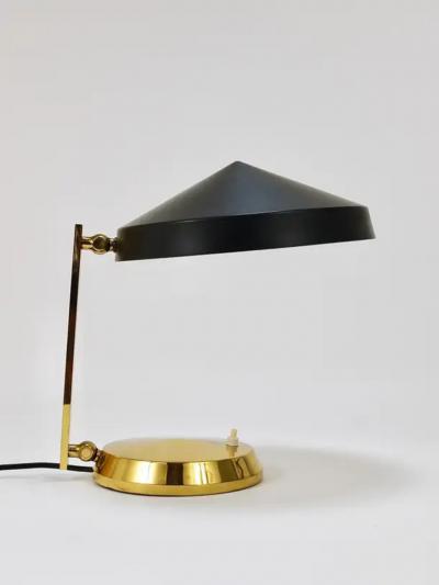 Louis Christiaan Kalff Midcentury Black Brass Table or Desk Lamp Austria 1960s