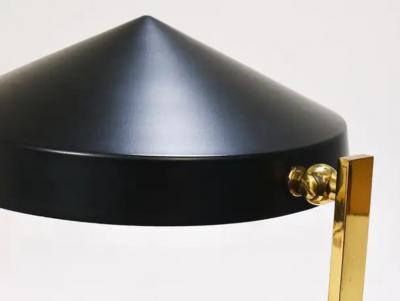 Louis Christiaan Kalff Midcentury Black Brass Table or Desk Lamp Austria 1960s