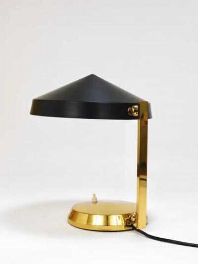 Louis Christiaan Kalff Midcentury Black Brass Table or Desk Lamp Austria 1960s