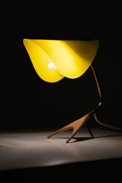 Louis Christiaan Kalff Table Lamp in Lacquered Metal Brass and Plastic by Louis Kalff 1950s