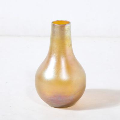 Louis Comfort Tiffany Iridescent Favrile Art Glass Gord Form Vase Signed Louis Comfort Tiffany