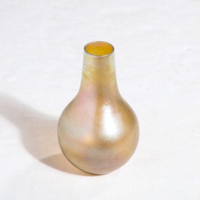 Louis Comfort Tiffany Iridescent Favrile Art Glass Gord Form Vase Signed Louis Comfort Tiffany