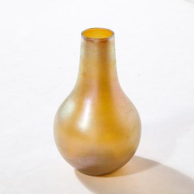 Louis Comfort Tiffany Iridescent Favrile Art Glass Gord Form Vase Signed Louis Comfort Tiffany