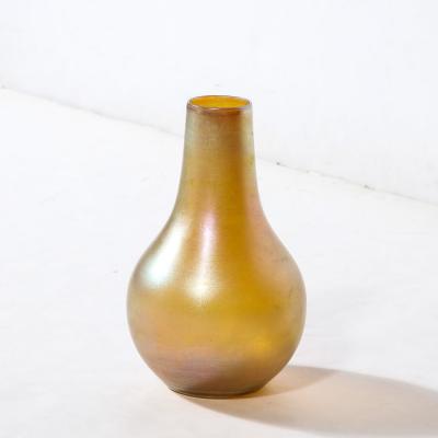 Louis Comfort Tiffany Iridescent Favrile Art Glass Gord Form Vase Signed Louis Comfort Tiffany