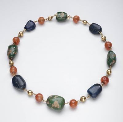 Louis Comfort Tiffany Necklace by Louis Comfort Tiffany 18kt Gold Lapis Carnelian and Turquoise