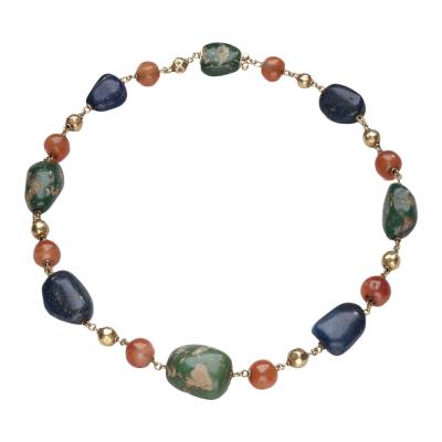 Louis Comfort Tiffany Necklace by Louis Comfort Tiffany 18kt Gold Lapis Carnelian and Turquoise