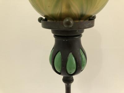 Louis Comfort Tiffany Tiffany Studios Tall Candlestick Louis comfort Tiffany Favrile Shade Lamp