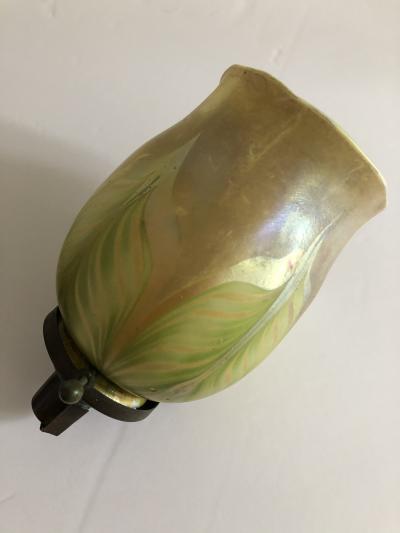 Louis Comfort Tiffany Tiffany Studios Tall Candlestick Louis comfort Tiffany Favrile Shade Lamp
