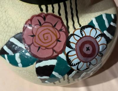 Louis Dage Louis Dage Art Deco Ceramic Vase with Stylized Floral Decoration
