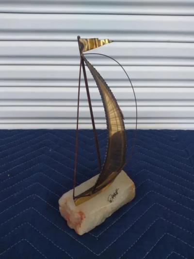 Louis DeMott Bunce Pair of signed DeMott Sailboat sculptures