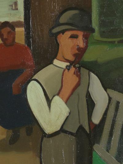 Louis Fran ois Decoeur Early 20th C Brabant Fauvism Farming Family on a Sunday Morning Oil on Canvas