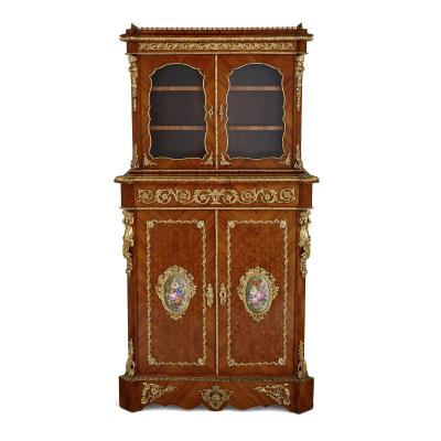 Louis Grade Napoleon III period gilt bronze and porcelain mounted cabinet by Louis Grade