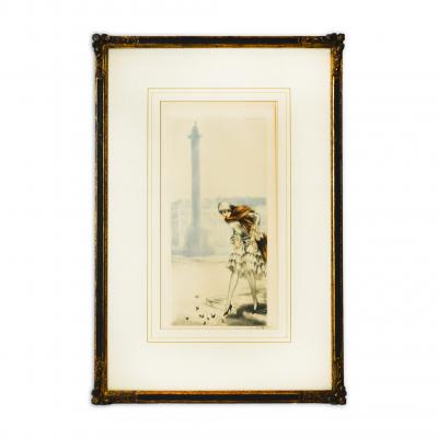 Louis Icart Place Vendome Etching with Aquatint by Louis Icart
