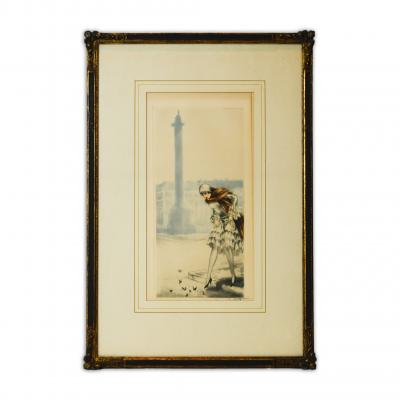 Louis Icart Place Vendome Etching with Aquatint by Louis Icart