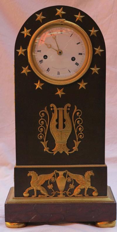 Louis Jacques Vaillant 1795 Clock Time Period Directory has l Ouroboros in Bronze Two Colour