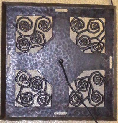 Louis Katona Katona forged iron and glass ceiling fixture