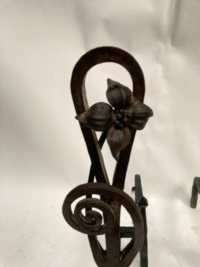 Louis Majorelle 1910s Hand made Wrought iron andiron