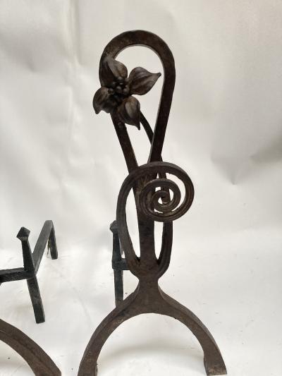 Louis Majorelle 1910s Hand made Wrought iron andiron