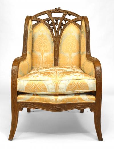 Louis Majorelle French Art Nouveau Walnut Berg re Arm Chair