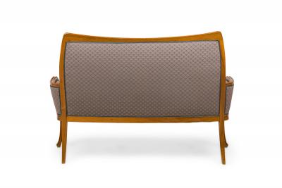 Louis Majorelle French Louis Majorelle Art Nouveau Mahogany and Blue Patterned Settee