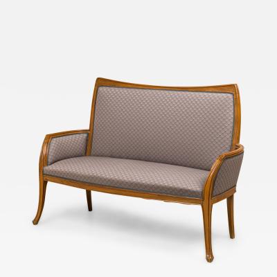 Louis Majorelle French Louis Majorelle Art Nouveau Mahogany and Blue Patterned Settee