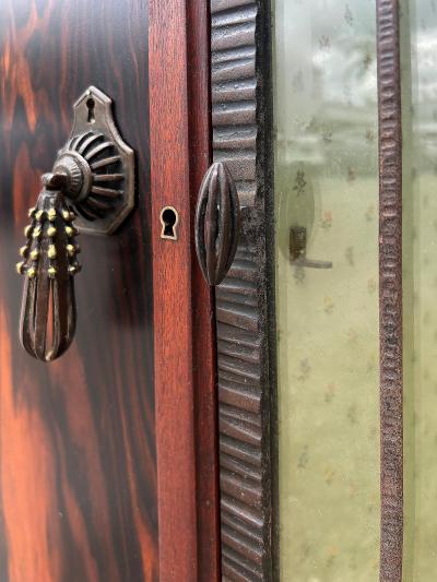 Louis Majorelle Louis Majorelle French Art Nouveau Signed Cabinet Inlays and Ironwork