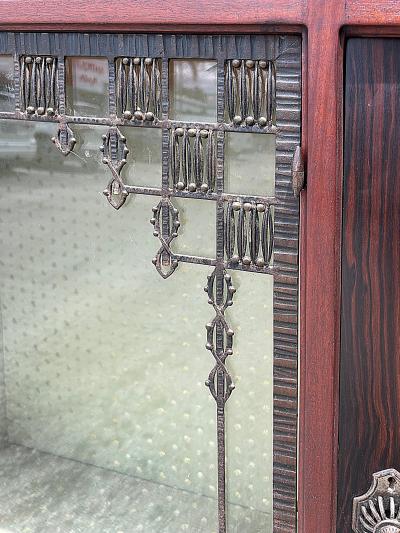 Louis Majorelle Louis Majorelle French Art Nouveau Signed Cabinet Inlays and Ironwork