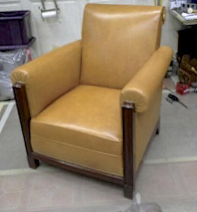 Louis Majorelle Majorelle art deco exceptional 4 club chair fully restored in fauve leather