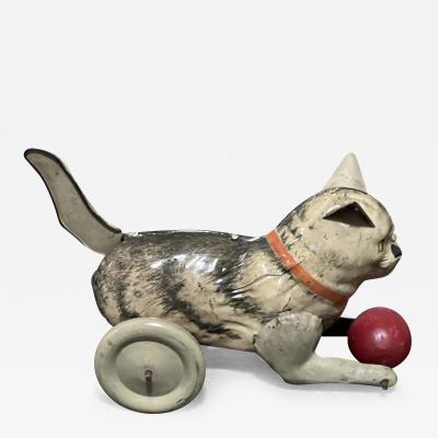 Louis Marx and Company 1930s CAT WITH BALL LOUIS MARX TIN TOY KITTYKAT