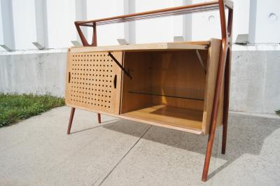 Louis Paolozzi Cerused Oak Mahogany Bar Cabinet by Louis Paolozzi for Ren Godfroid