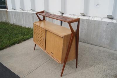 Louis Paolozzi Cerused Oak Mahogany Bar Cabinet by Louis Paolozzi for Ren Godfroid