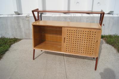 Louis Paolozzi Cerused Oak Mahogany Bar Cabinet by Louis Paolozzi for Ren Godfroid