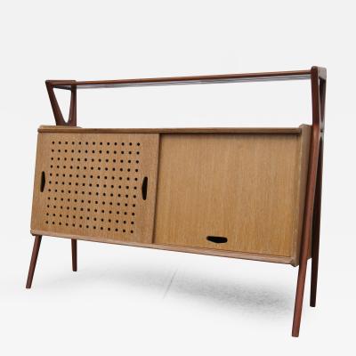 Louis Paolozzi Cerused Oak Mahogany Bar Cabinet by Louis Paolozzi for Ren Godfroid