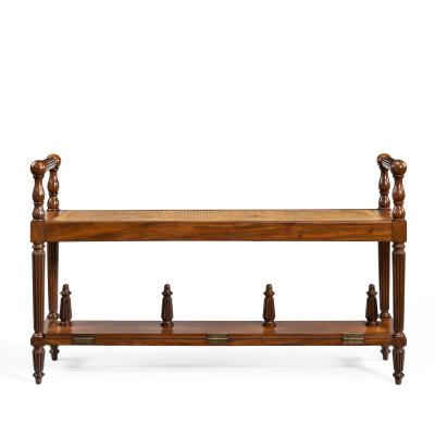 Louis Philippe Mahogany Hall Bench With A Folding Foot Rest