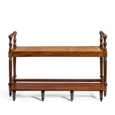 Louis Philippe Mahogany Hall Bench With A Folding Foot Rest