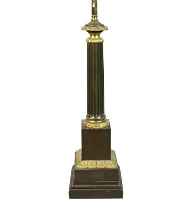 Louis Phillippe Bronze Columnar Table Lamp by Decourt Paris