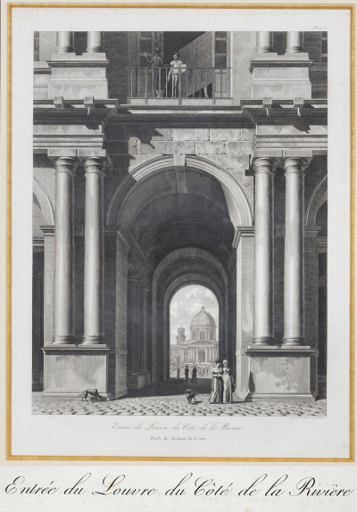 Louis Pierre Baltard Set Four Engravings of the Entrances to the Louvre by Louis Pierre Baltard