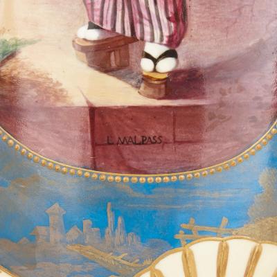 Louis Pierre Malpass Pair of French antique Japonisme glazed ceramic and ormolu mounted lamps