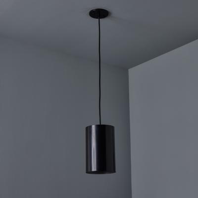 Louis Poulsen 1960s Model 16513 Black Metal Cylindrical Pendants for Louis Poulsen
