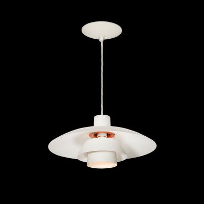 Louis Poulsen Mid Century White Orange Enamel PH 4 3 Pendant Chandelier by Louis Poulsen