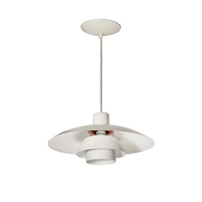 Louis Poulsen Mid Century White Orange Enamel PH 4 3 Pendant Chandelier by Louis Poulsen