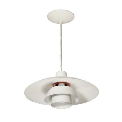 Louis Poulsen Mid Century White Orange Enamel PH 4 3 Pendant Chandelier by Louis Poulsen