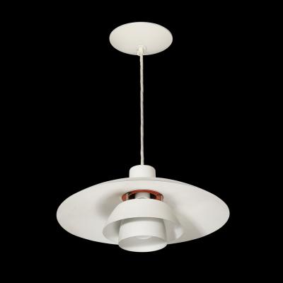 Louis Poulsen Mid Century White Orange Enamel PH 4 3 Pendant Chandelier by Louis Poulsen