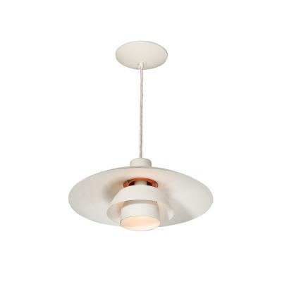Louis Poulsen Mid Century White Orange Enamel PH 4 3 Pendant Chandelier by Louis Poulsen