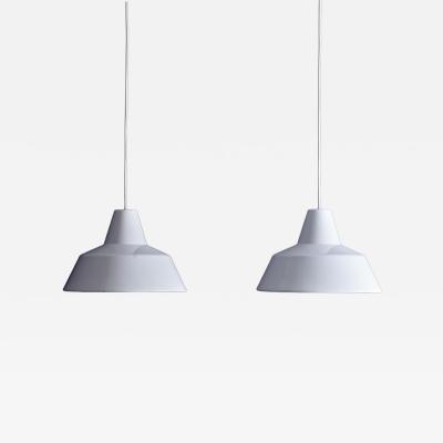 Louis Poulsen Pair of White Arbejdspendel for Louis Poulsen