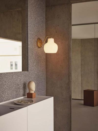 Louis Poulsen Vilhelm Lauritzen VL 1 Brass and Glass Wall Lamp for Louis Poulsen