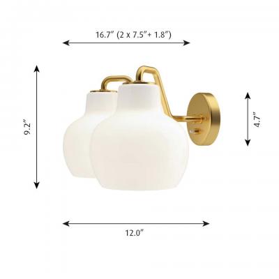 Louis Poulsen Vilhelm Lauritzen VL 2 Brass and Glass Wall Lamp for Louis Poulsen